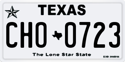 TX license plate CHO0723