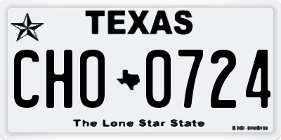 TX license plate CHO0724