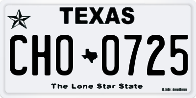 TX license plate CHO0725