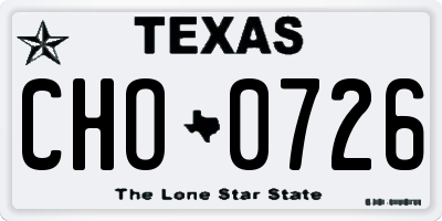 TX license plate CHO0726