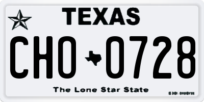 TX license plate CHO0728
