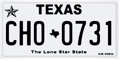 TX license plate CHO0731