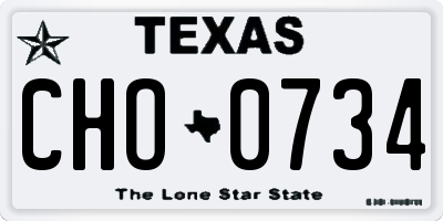 TX license plate CHO0734