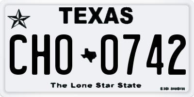 TX license plate CHO0742
