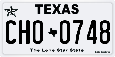 TX license plate CHO0748