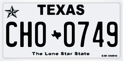 TX license plate CHO0749