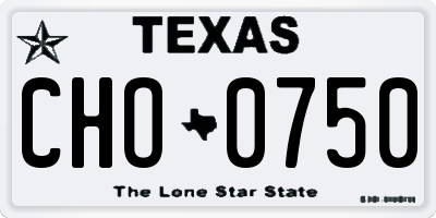 TX license plate CHO0750