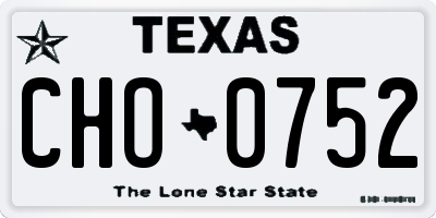 TX license plate CHO0752