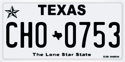 TX license plate CHO0753