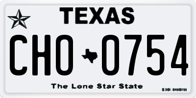 TX license plate CHO0754