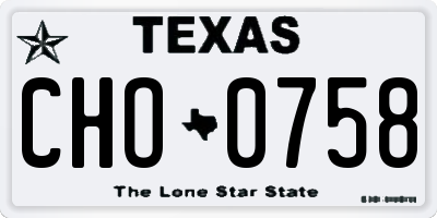TX license plate CHO0758