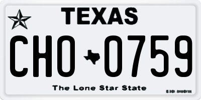 TX license plate CHO0759