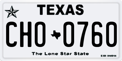 TX license plate CHO0760
