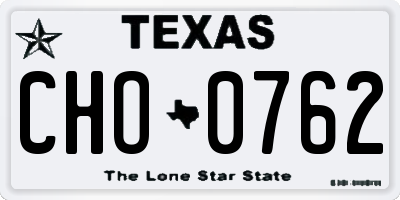 TX license plate CHO0762