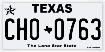 TX license plate CHO0763