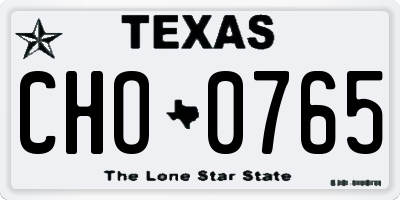 TX license plate CHO0765