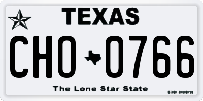 TX license plate CHO0766