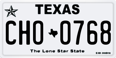 TX license plate CHO0768