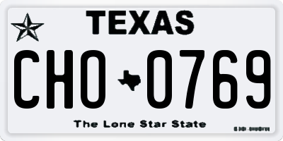 TX license plate CHO0769