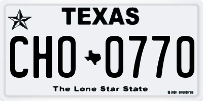 TX license plate CHO0770