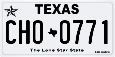 TX license plate CHO0771