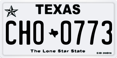 TX license plate CHO0773