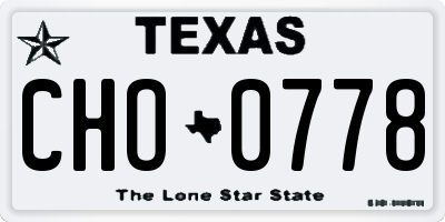TX license plate CHO0778