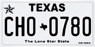 TX license plate CHO0780