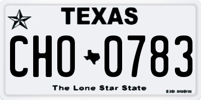 TX license plate CHO0783