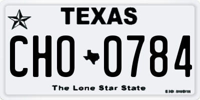 TX license plate CHO0784