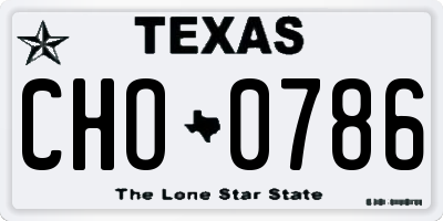 TX license plate CHO0786