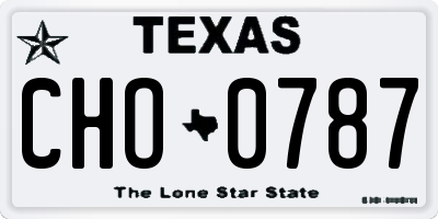 TX license plate CHO0787