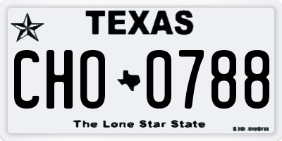 TX license plate CHO0788