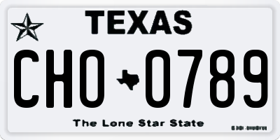 TX license plate CHO0789