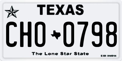 TX license plate CHO0798