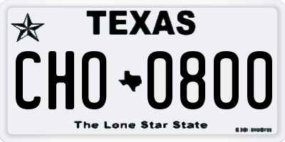 TX license plate CHO0800