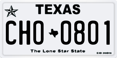TX license plate CHO0801