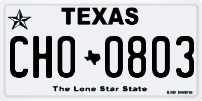 TX license plate CHO0803