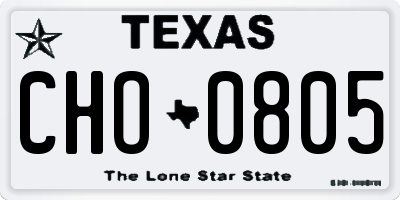 TX license plate CHO0805