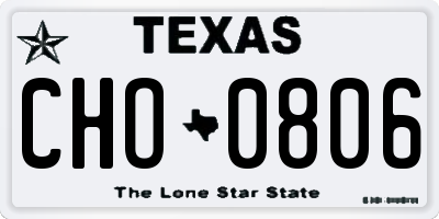 TX license plate CHO0806