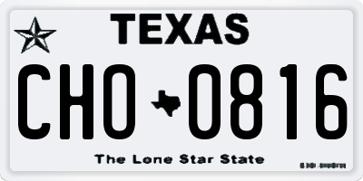 TX license plate CHO0816