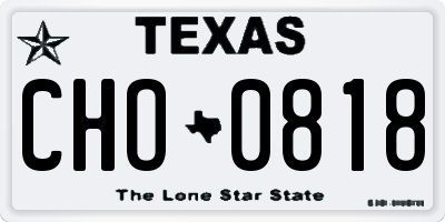 TX license plate CHO0818
