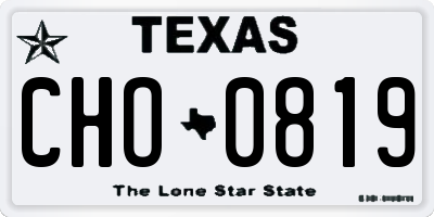 TX license plate CHO0819