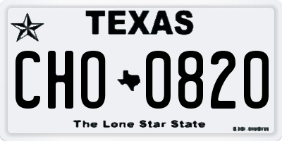 TX license plate CHO0820