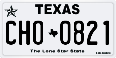 TX license plate CHO0821