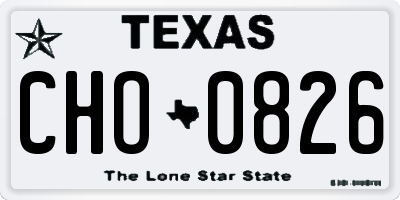 TX license plate CHO0826