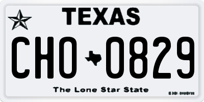 TX license plate CHO0829