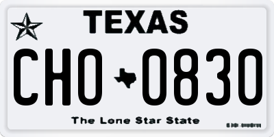 TX license plate CHO0830