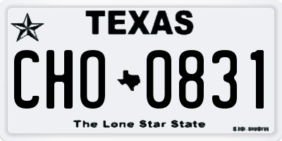 TX license plate CHO0831