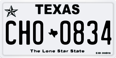 TX license plate CHO0834